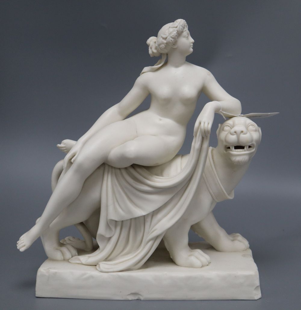 A parian group of Ariadne and the panther, height 36cm